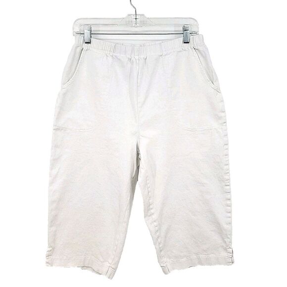 Denim&Co Pants - Denim & Co Womens Capri Shorts Size Medium White Pull On Elastic Front Pockets